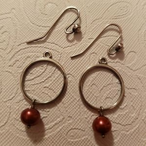 Pandora copper pearl hoop earring charms